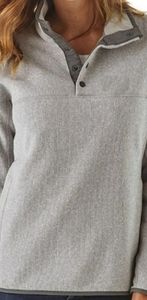 Eddie Bauer Gray Heathered Half Button Up Pullover